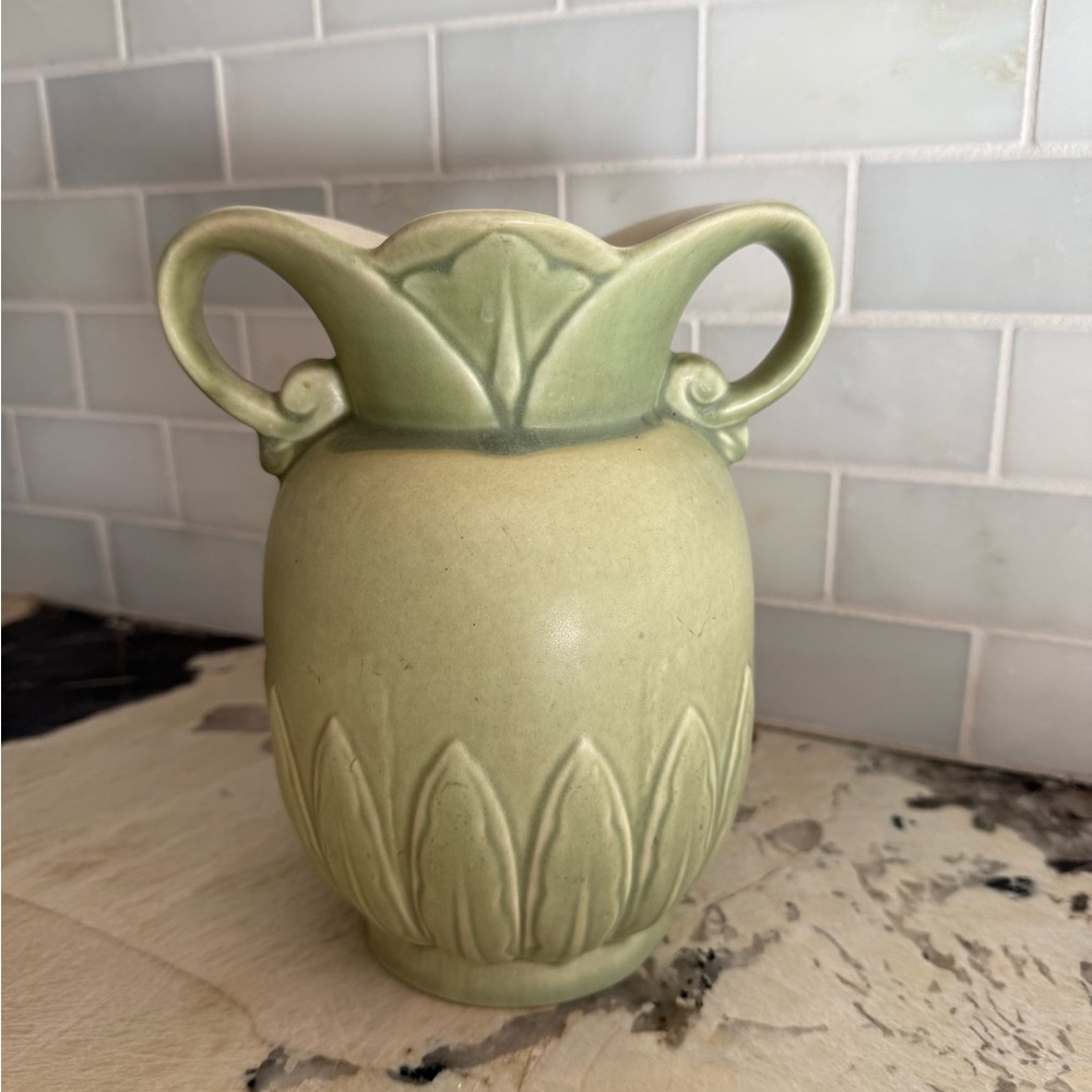 Red Wing Pottery - Seafoam Green DoubleHandle Vase